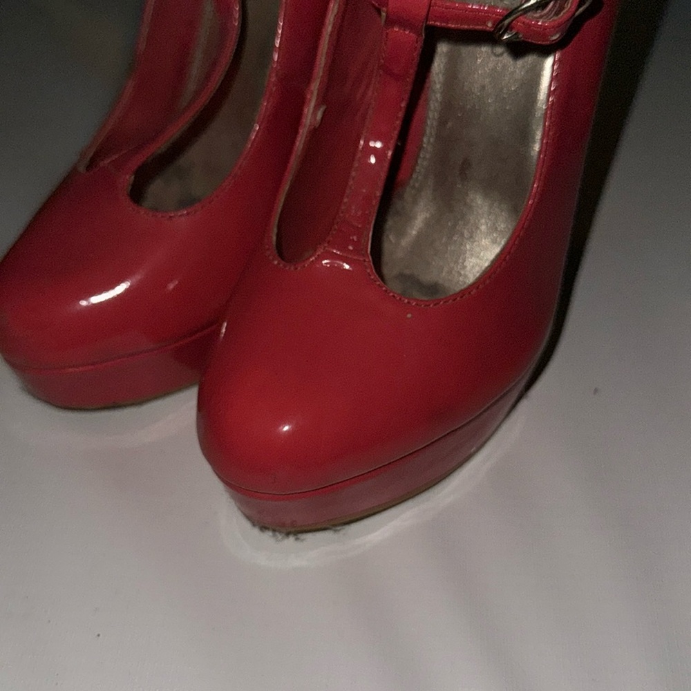 Flamingo Pink 60’s Style High Heel Mary Jane’s | Bakers - Picture 2 of 2
